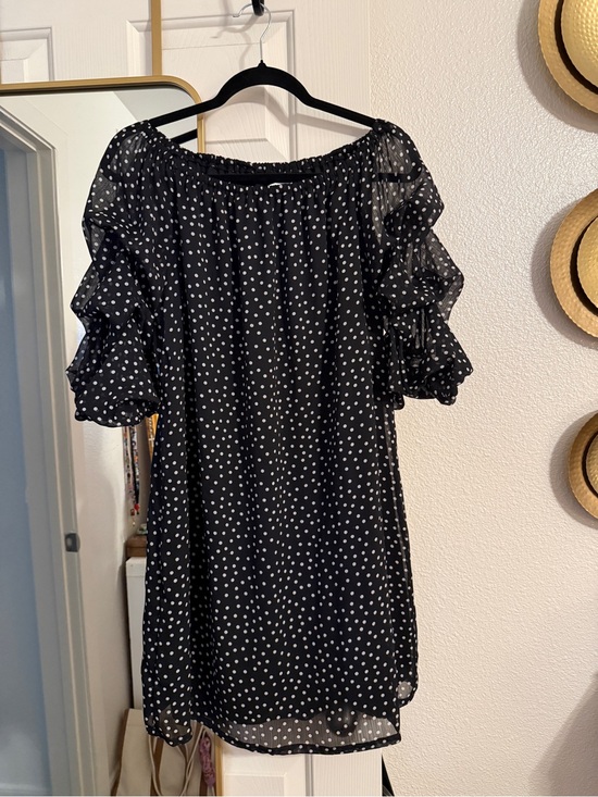 J.B.S. Dresses & Skirts - NWT J.B.S. Black and White Polka Dot Off-Shoulder Midi Dress